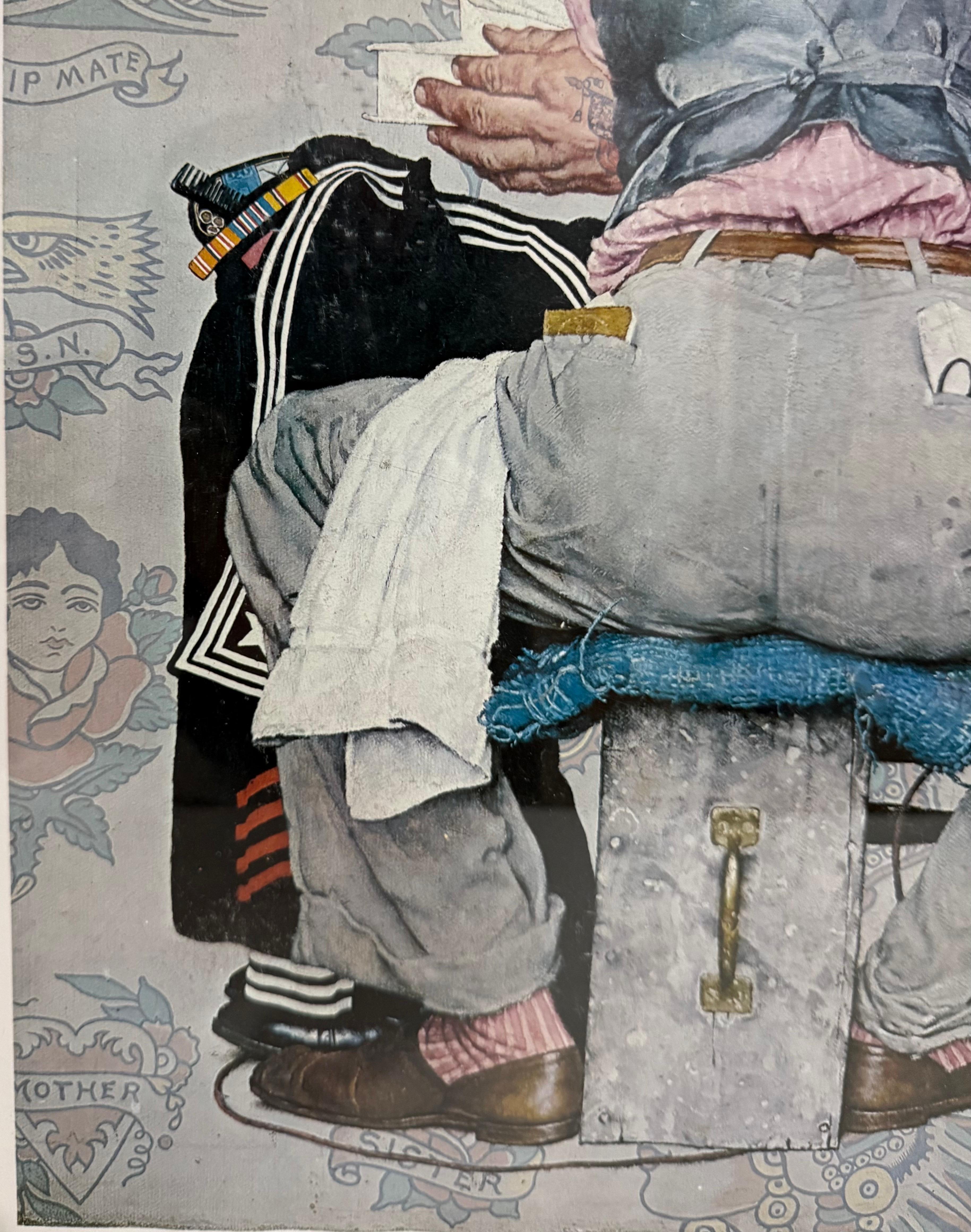 Norman Rockwell Litografía Original Marinero Salón de Tatuajes Firmada a Mano Americana en venta 10