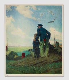 Collotype sur papier « Outward Bound » de Norman Rockwell, signé et numéroté, 1972