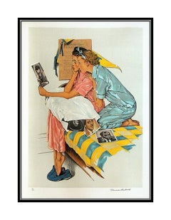 Norman Rockwell Saturday Evening Post Lithograph Hand Signed Dreamboats Artwork