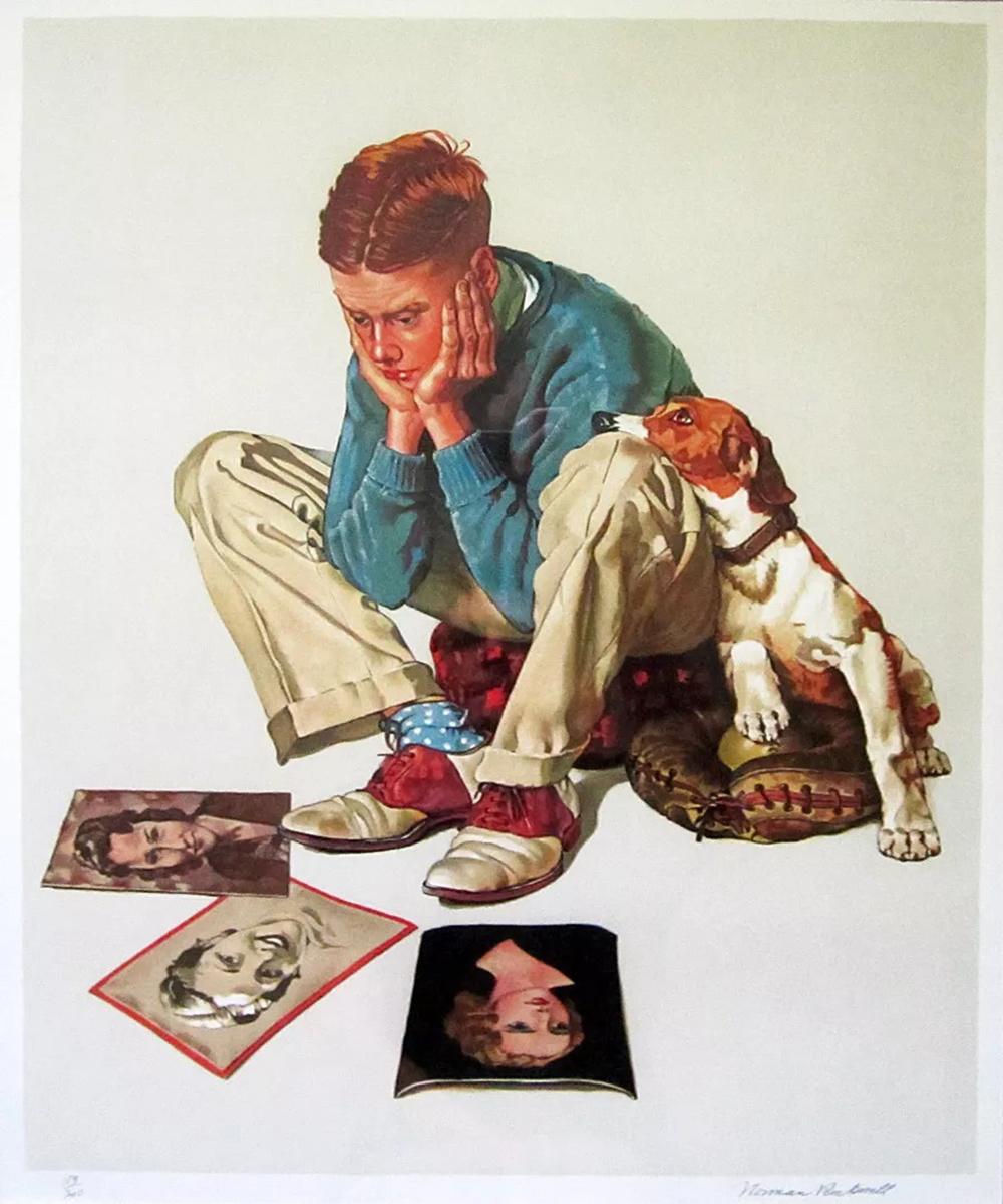 NORMAN ROCKWELL 'Star Struck' Firmada y numerada, 1976 Litografía original en color - Print Fotorrealista de Norman Rockwell
