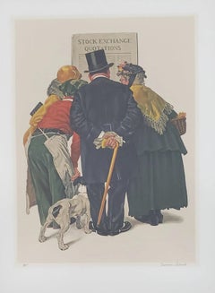 Lithographie « Stock Exchange » signée et numérotée à la main par Norman Rockwell