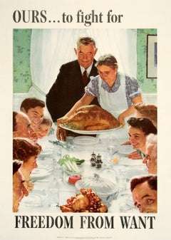 Affiche américaine originale de 1943 par Norman Rockwell - Freedom from Want