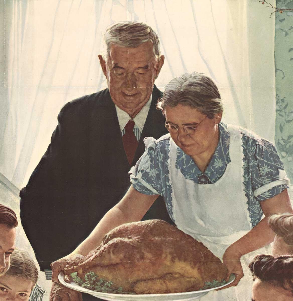 Affiche vintage originale Freedom from Want de 1943.   Thanksgiving - Print de Norman Rockwell