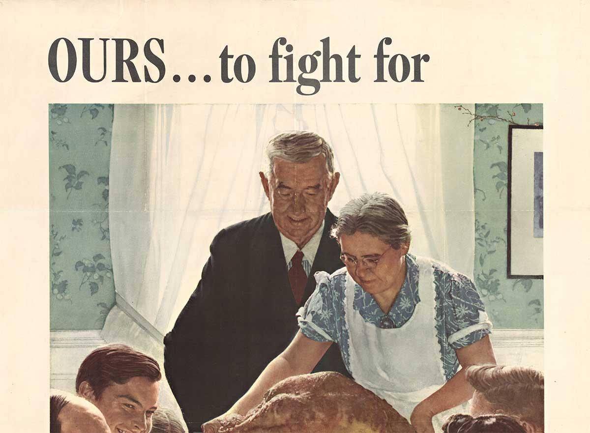Poster d'epoca originale di Freedom from Want del 1943.   Ringraziamento - Interior Print Beige di Norman Rockwell