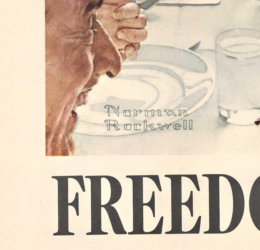Affiche vintage originale Freedom from Want de 1943.   Thanksgiving en vente 1