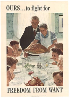 Original Freedom from Want 1943 Vintage poster.   Thanksgiving