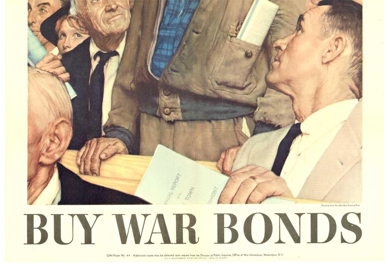 Original Save Freedom of Speech  Buy War Bonds vintage poster - American Realist Print by Norman Rockwell