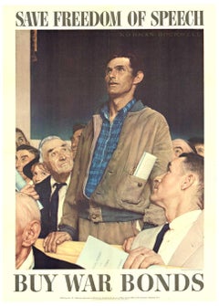 Original Save Freedom of Speech  Buy War Bonds vintage poster