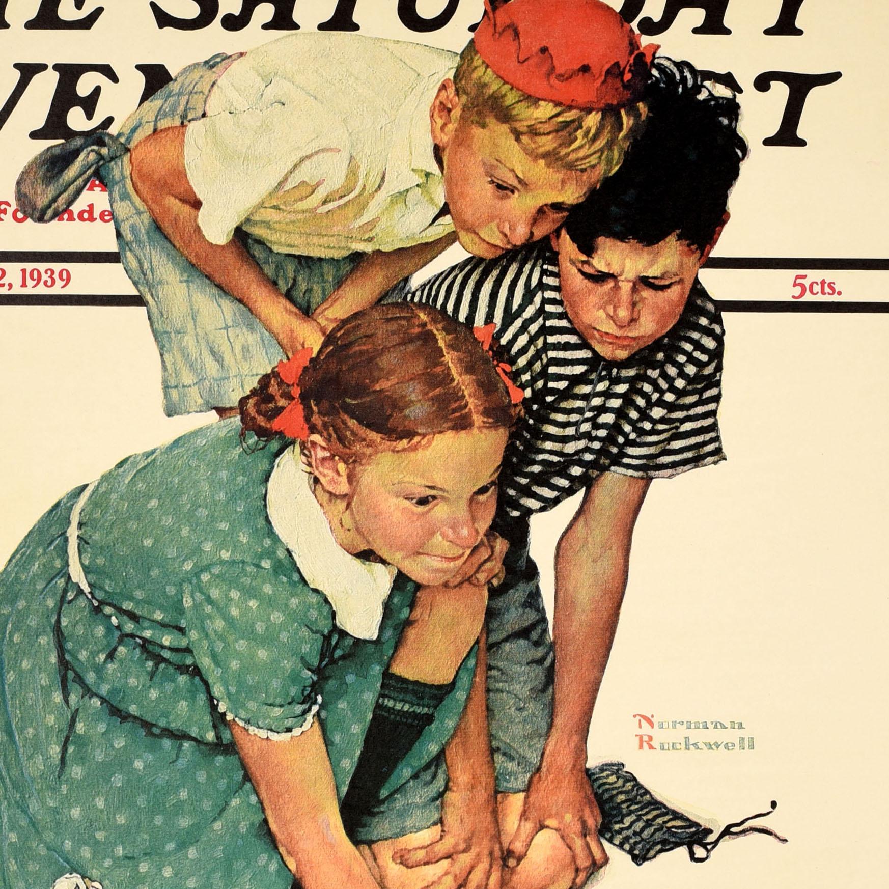 Original Vintage Advertising Poster Saturday Evening Post Children Playing - Print by Norman Rockwell