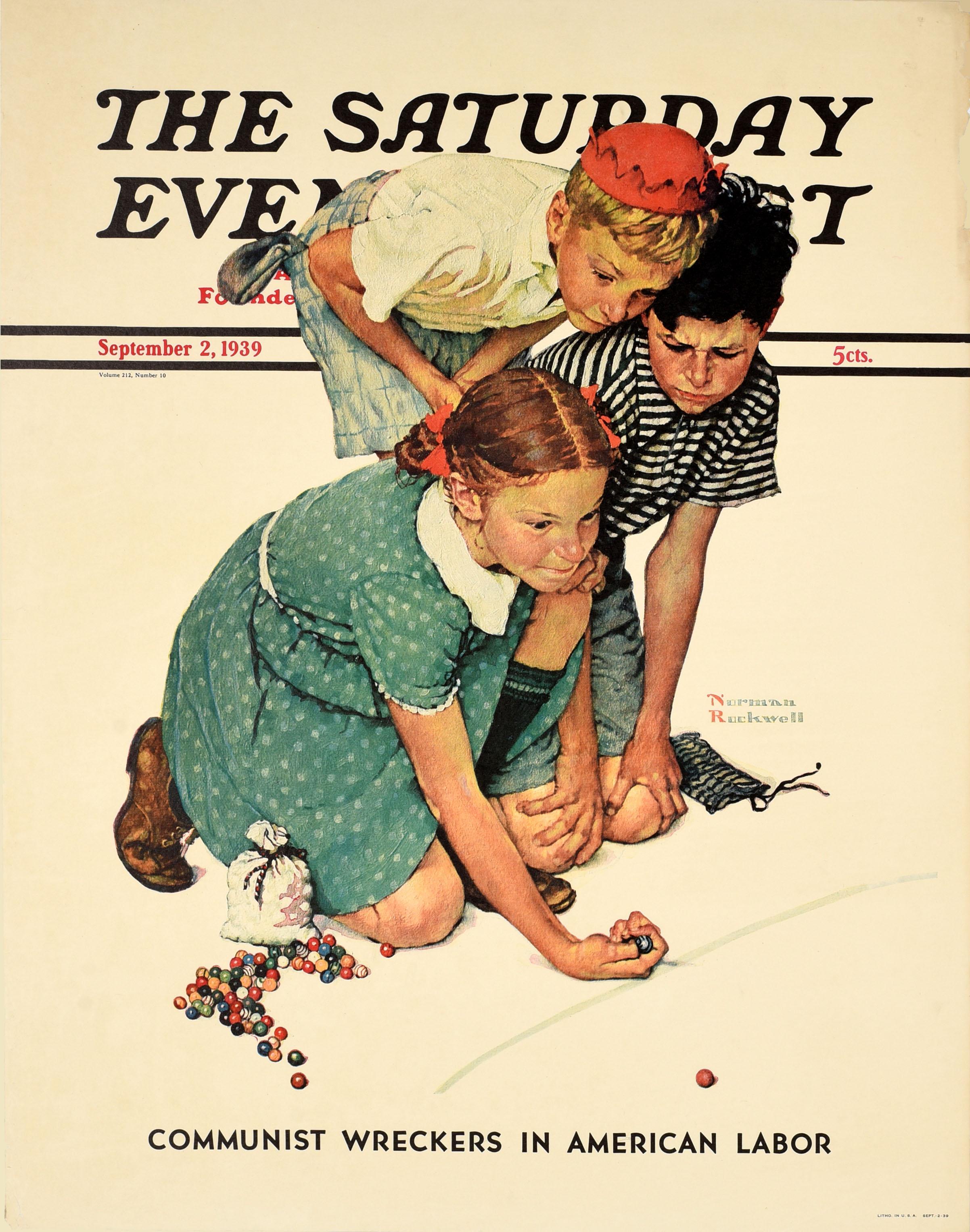 Norman Rockwell Print - Original Vintage Advertising Poster Saturday Evening Post Children Playing