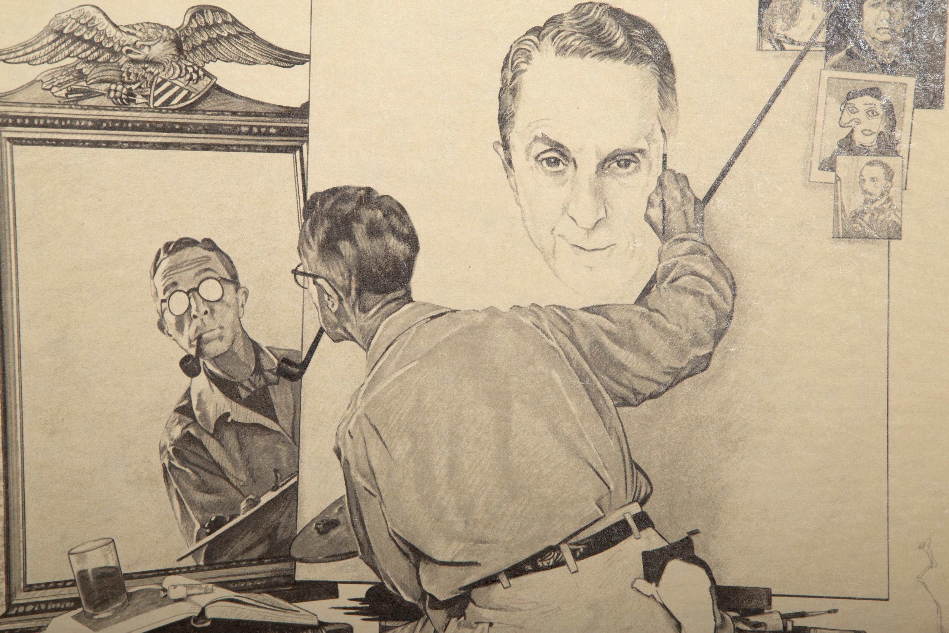 Self-Portrait, litografia postmoderna di Norman Rockwell in vendita 1