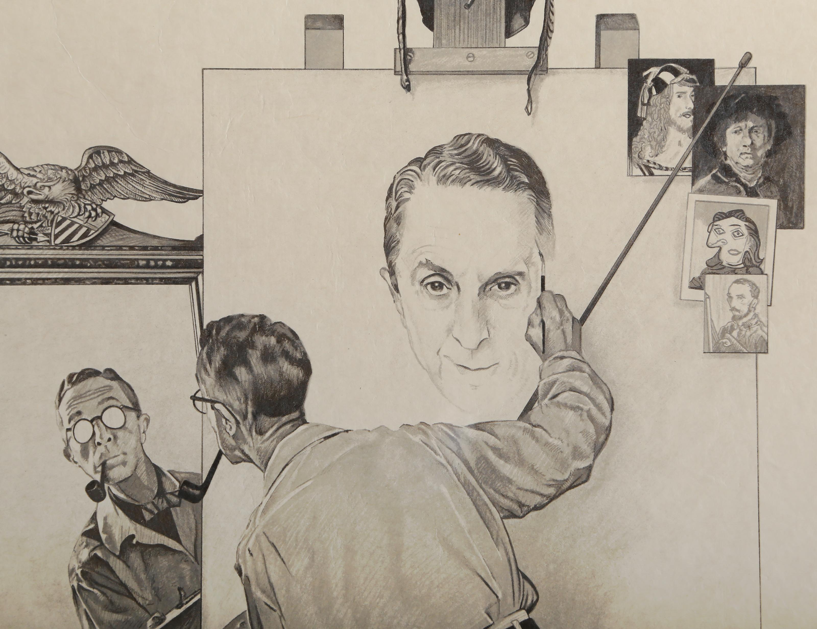 Self Portrait, lithographie postmoderne de Norman Rockwell en vente 1