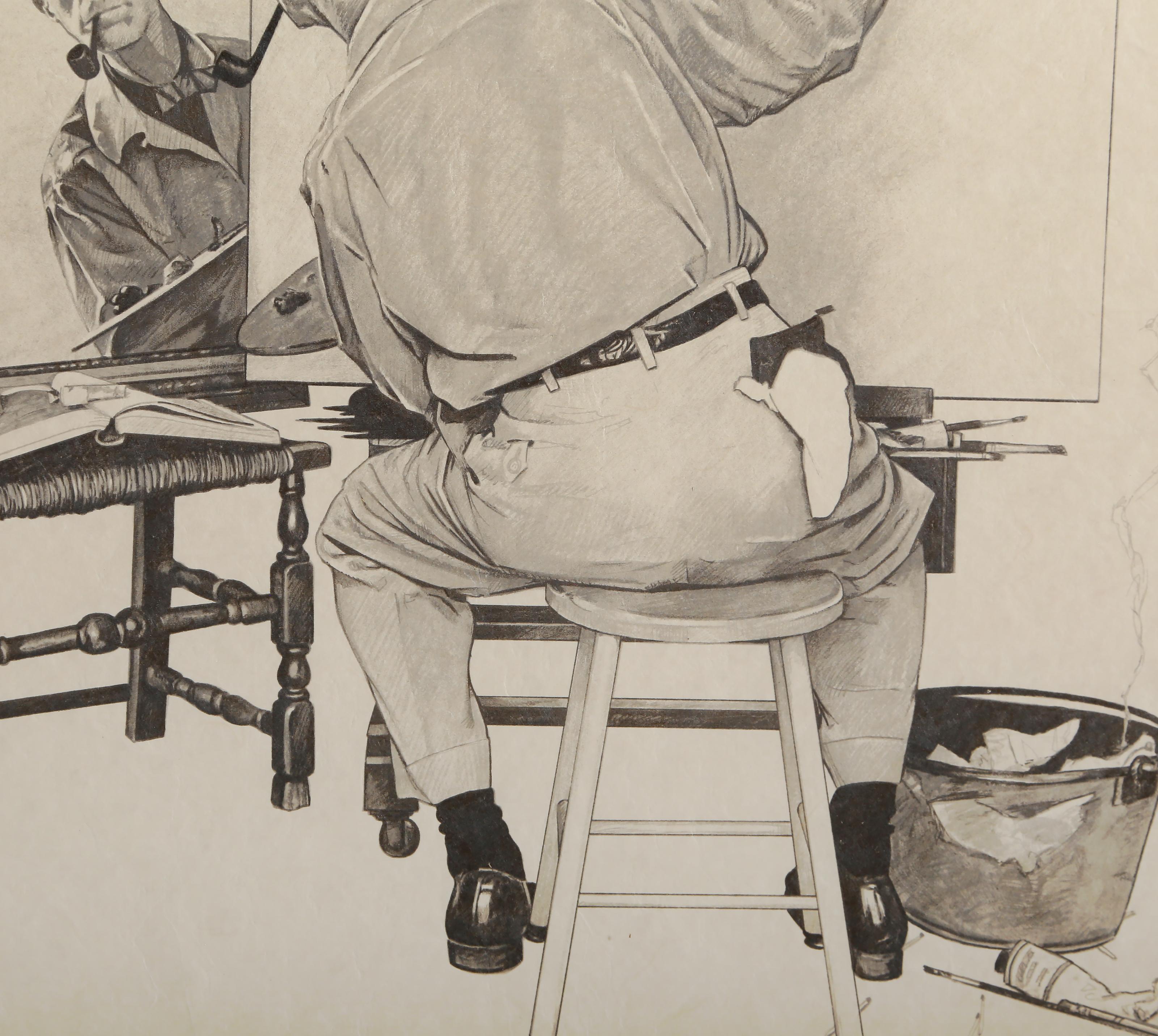 Self Portrait, lithographie postmoderne de Norman Rockwell en vente 2