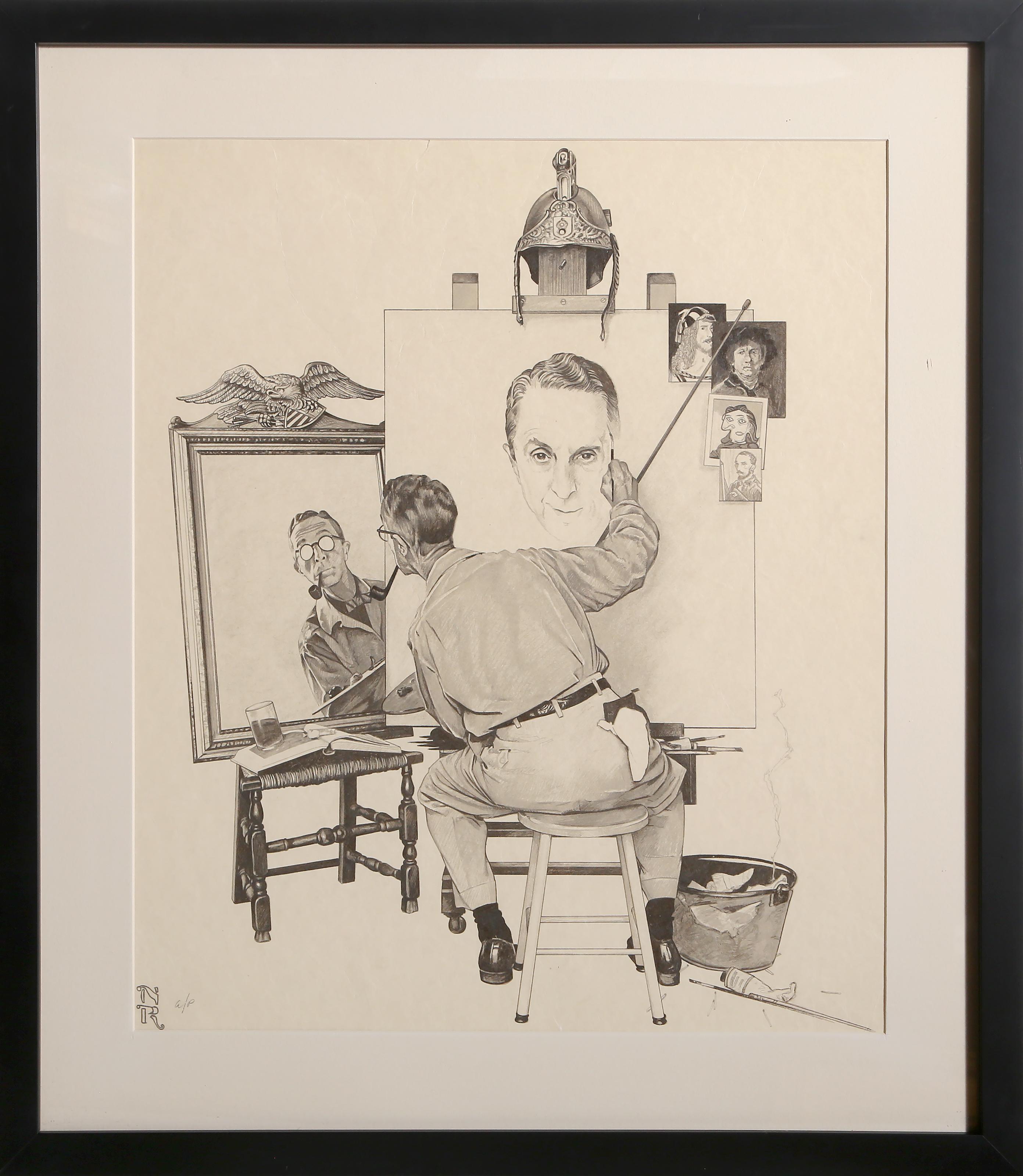 Self Portrait, lithographie postmoderne de Norman Rockwell