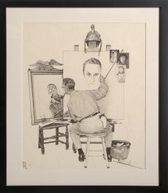 Autorretrato, litografía posmoderna de Norman Rockwell