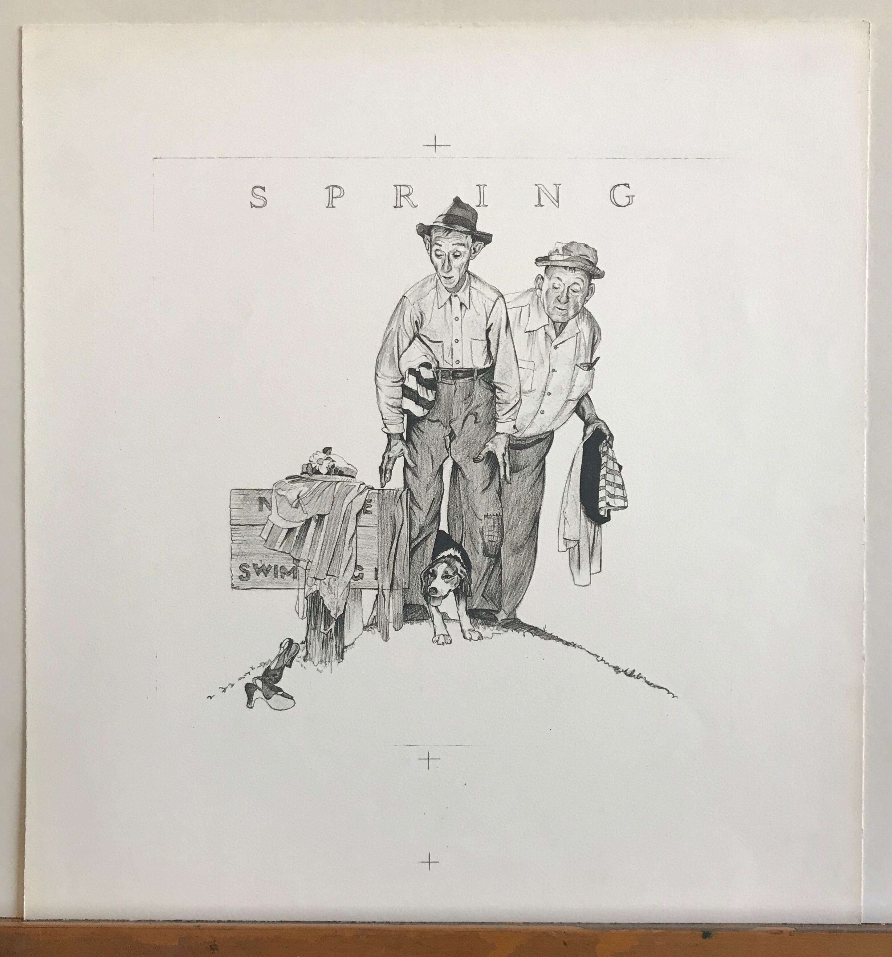 THE FOUR SEASONS 4 Lithographs on Arches paper, American Illustration, Americana For Sale 5
