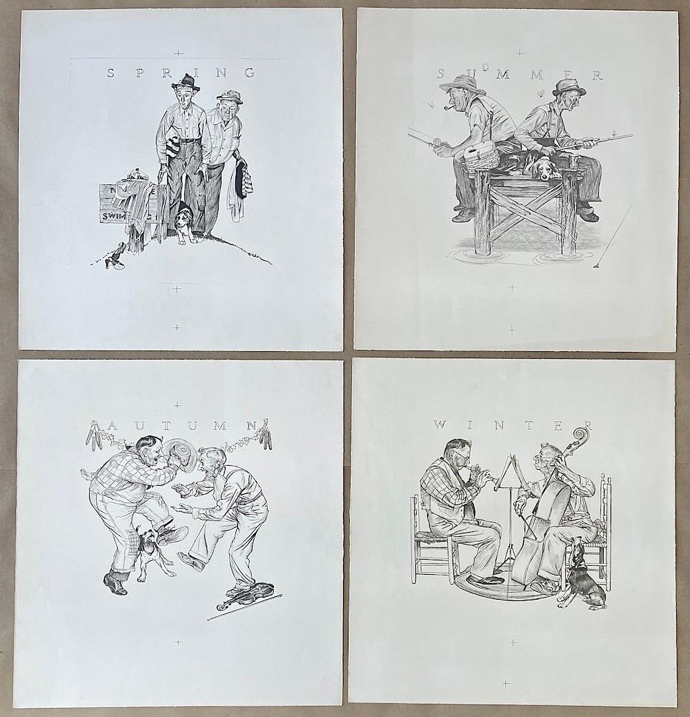 THE FOUR SEASONS 4 Lithographs on Arches paper, American Illustration, Americana For Sale 6