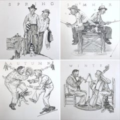 THE FOUR SEASONS 4 Lithographs on Arches paper, American Illustration, Americana