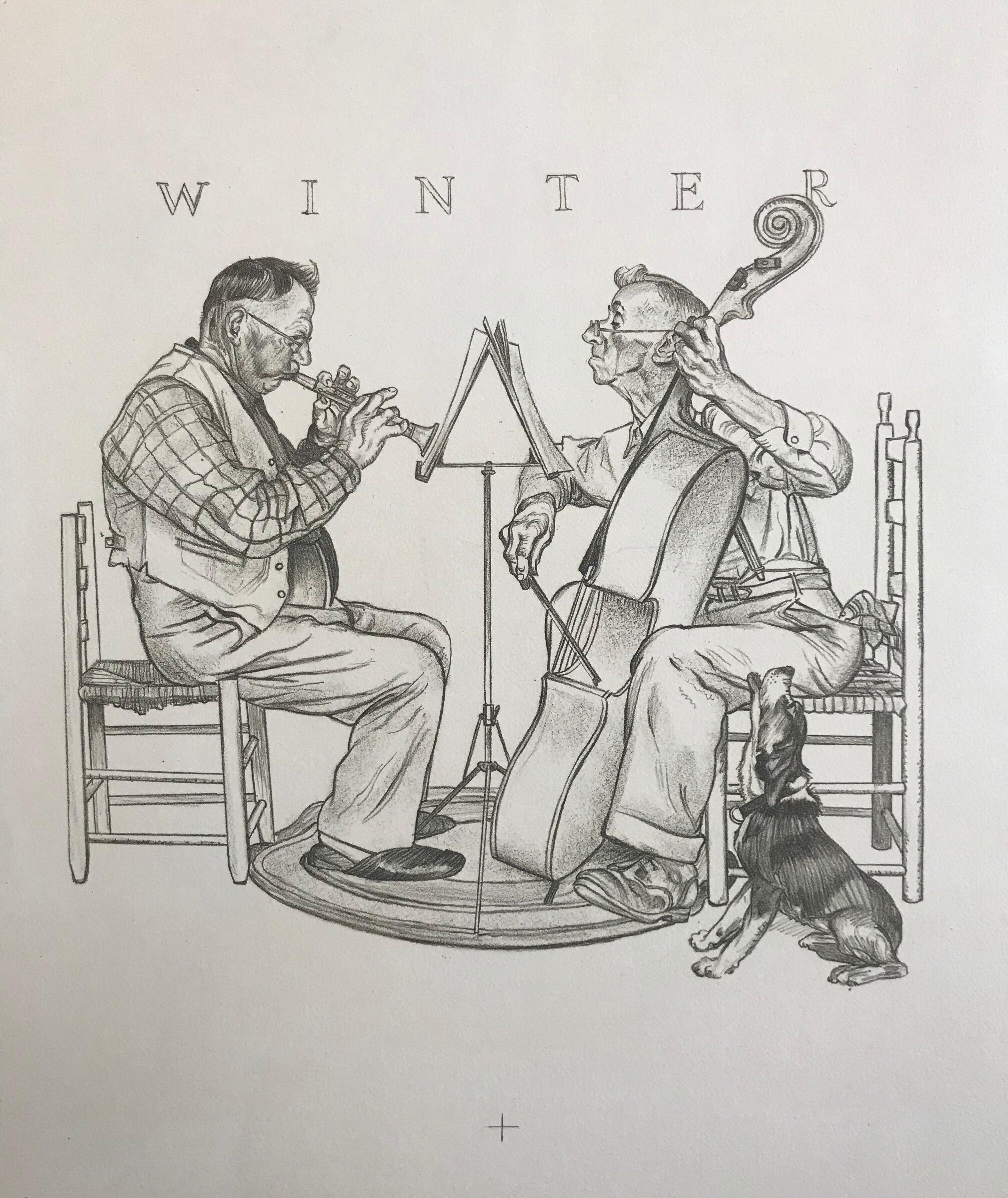 THE FOUR SEASONS 4 Lithographs on Arches paper, American Illustration, Americana - Realist Print by Norman Rockwell