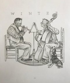 THE FOUR SEASONS 4 Lithographs on Arches paper, American Illustration, Americana