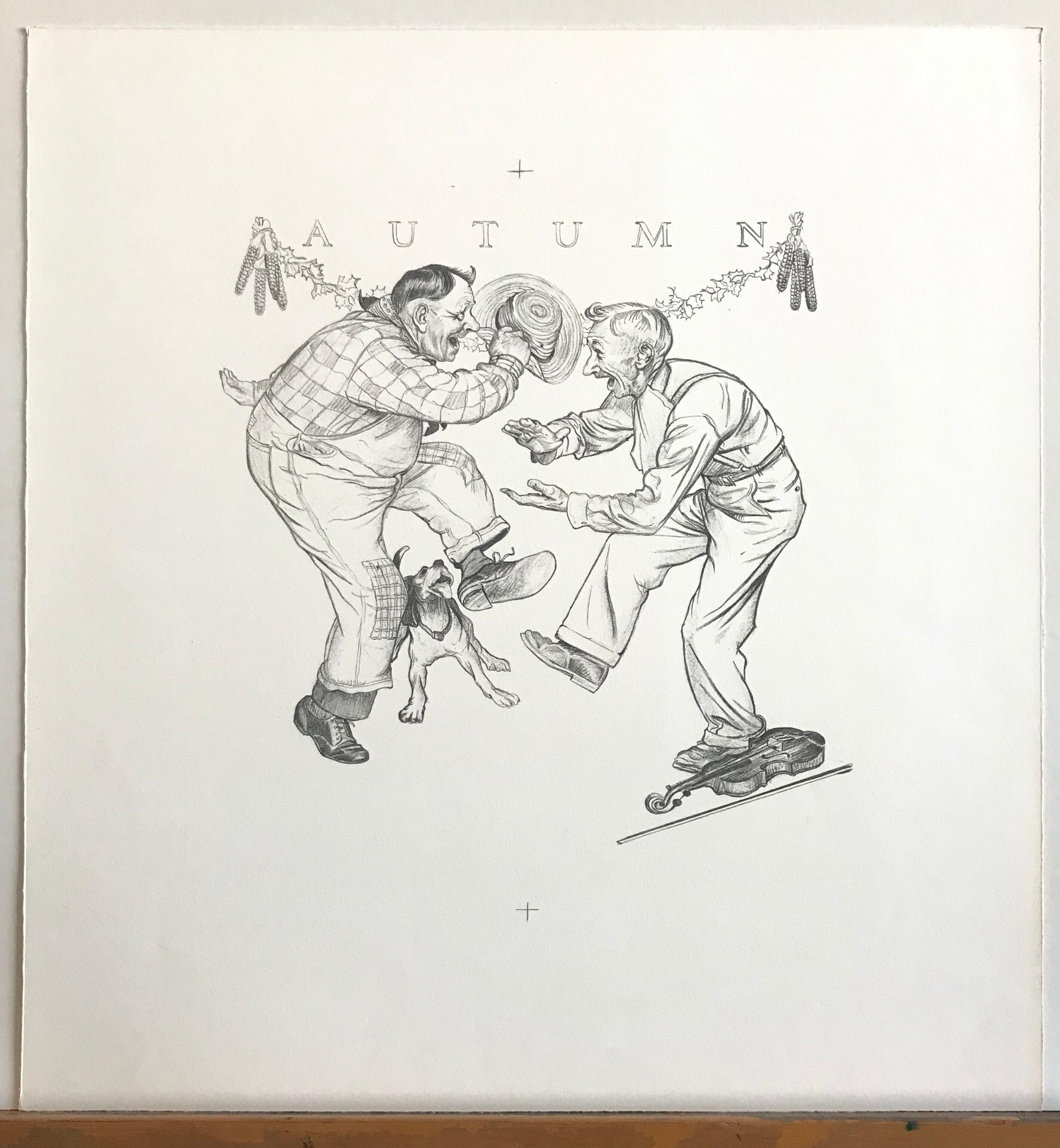 THE FOUR SEASONS 4 Lithographs on Arches paper, American Illustration, Americana For Sale 1