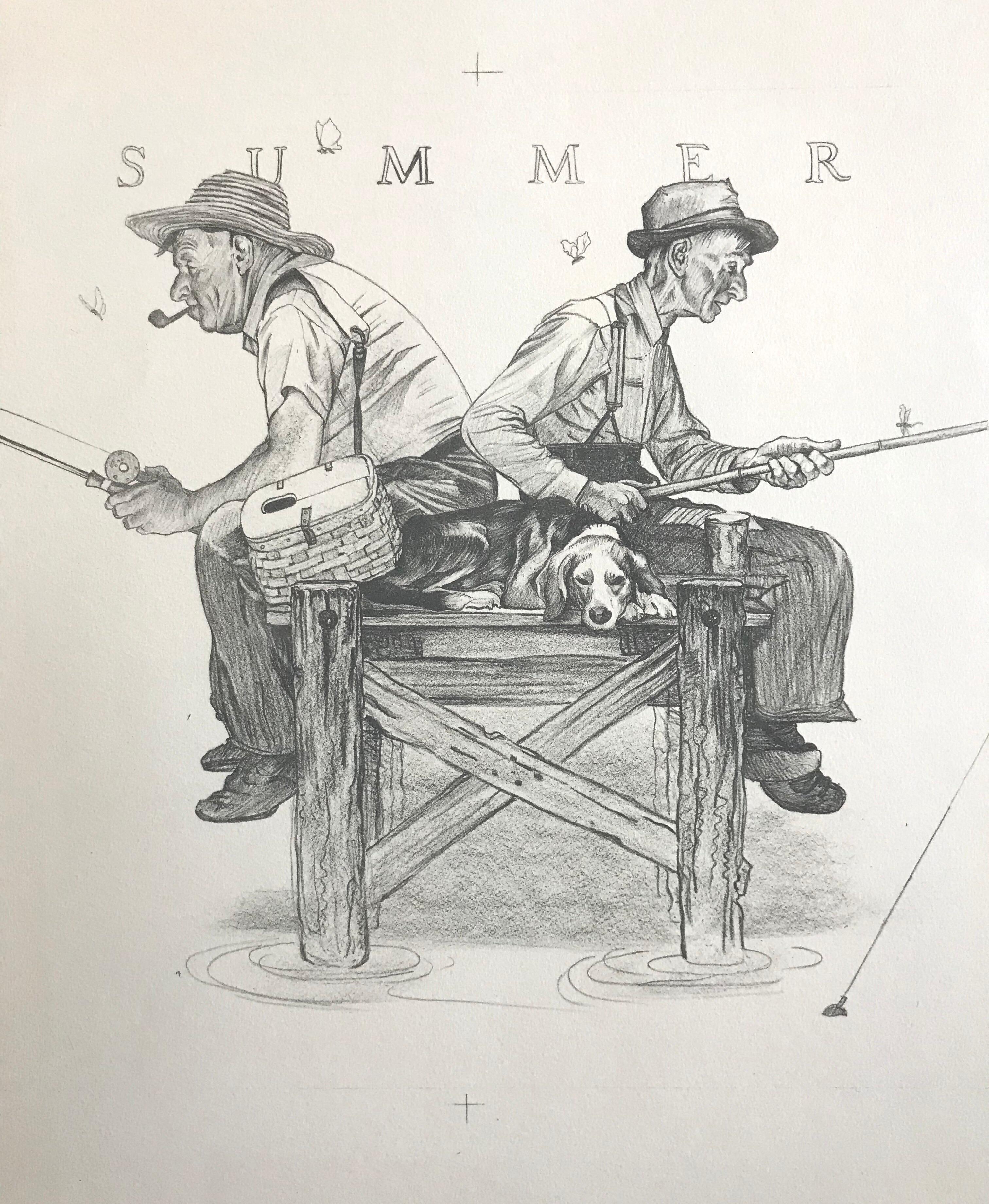 THE FOUR SEASONS 4 Lithographs on Arches paper, American Illustration, Americana For Sale 2