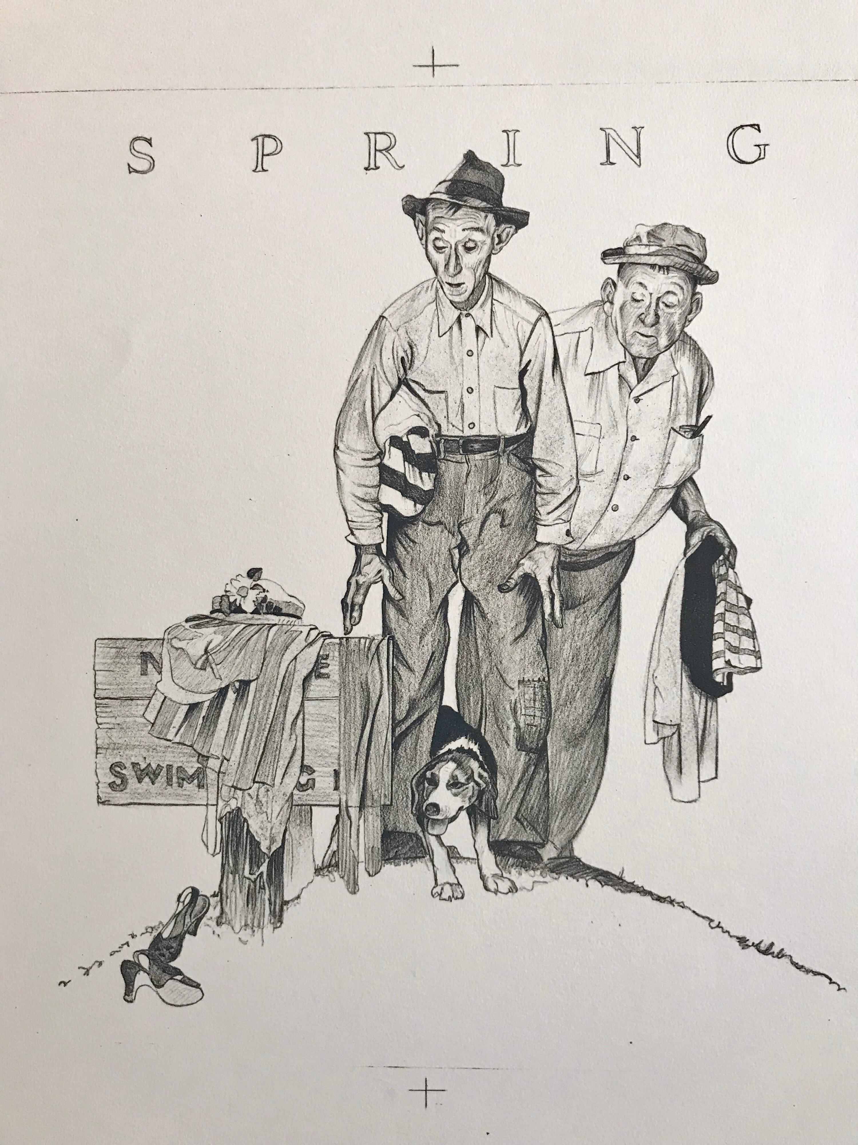 THE FOUR SEASONS 4 Lithographs on Arches paper, American Illustration, Americana For Sale 4