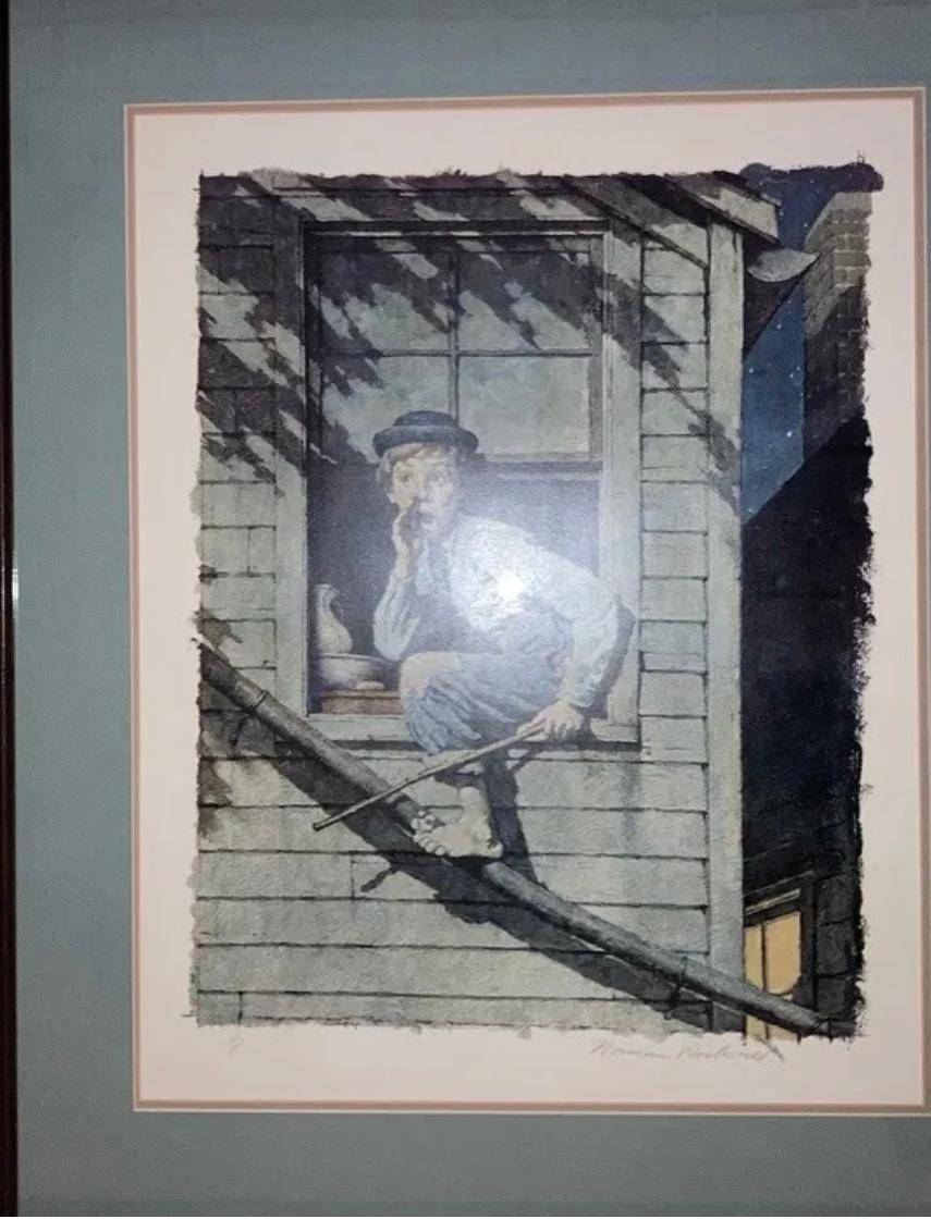 Set of eight Norman Rockwell lithographs signed and numbered. Frames are in pretty good shape some minor scratches. There are small drills holes on the tops because they were hung in a restaurant. Buyers must cover shipping expense. They all measure