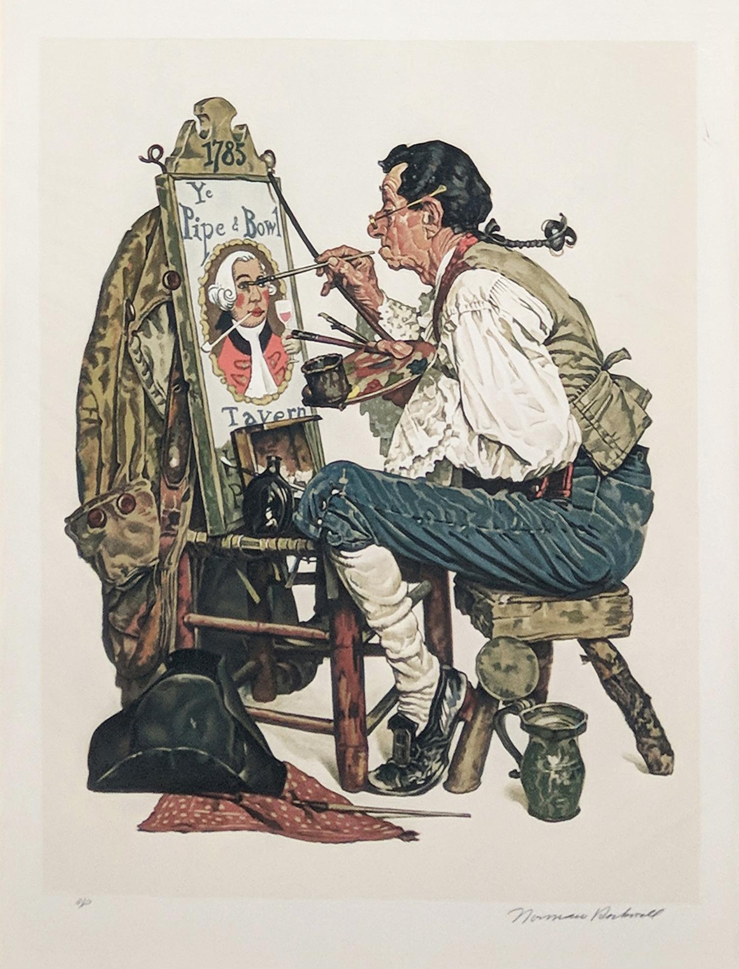 YE PIPE AND BOWL - Print by Norman Rockwell