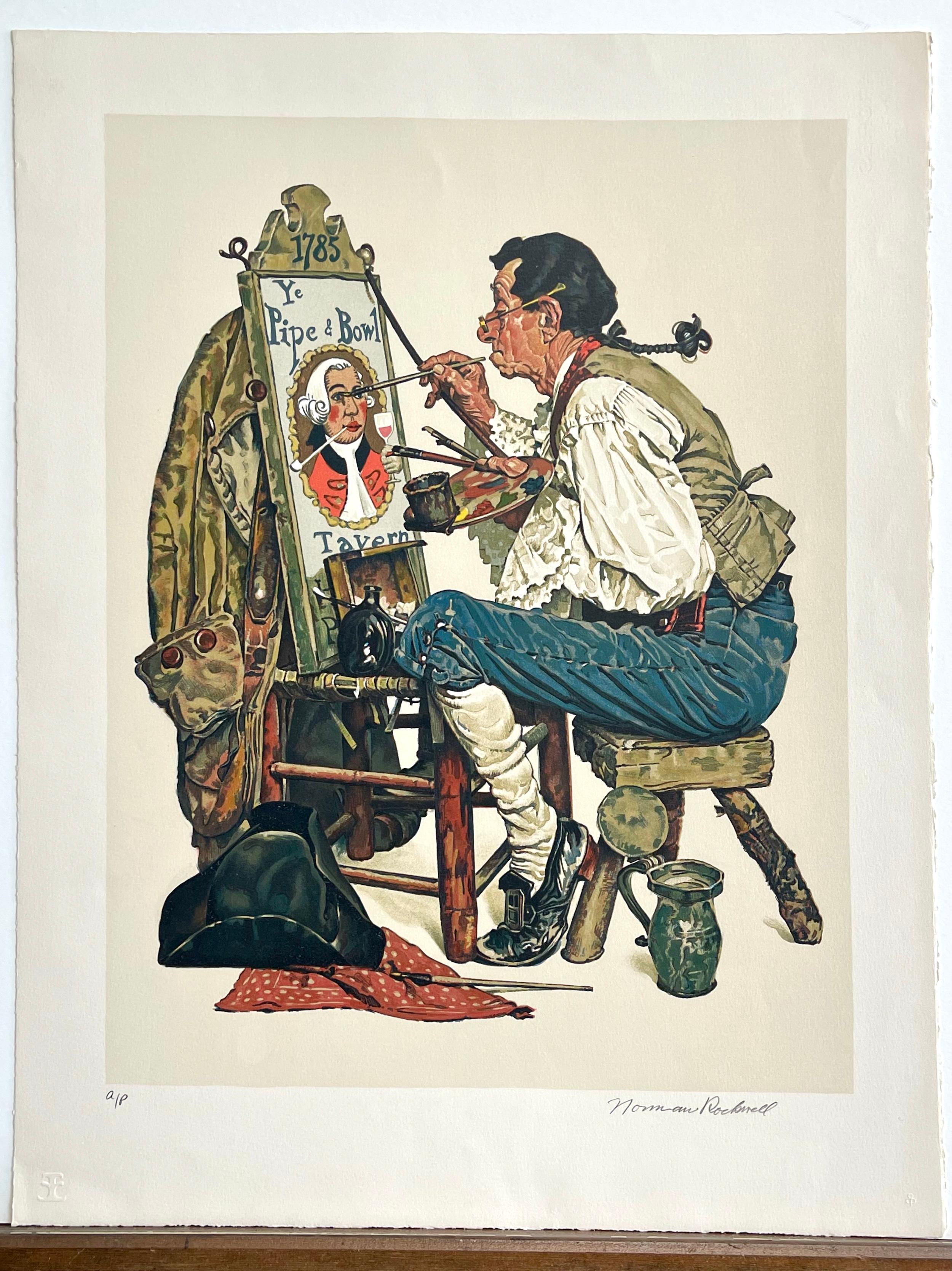 Lithographie signée Colonial Sign Painter, American Illustration en vente 2