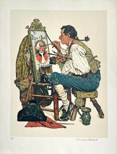 YE PIPE AND BOWL Litografía firmada Pintor de Signos Colonial, Ilustración Americana