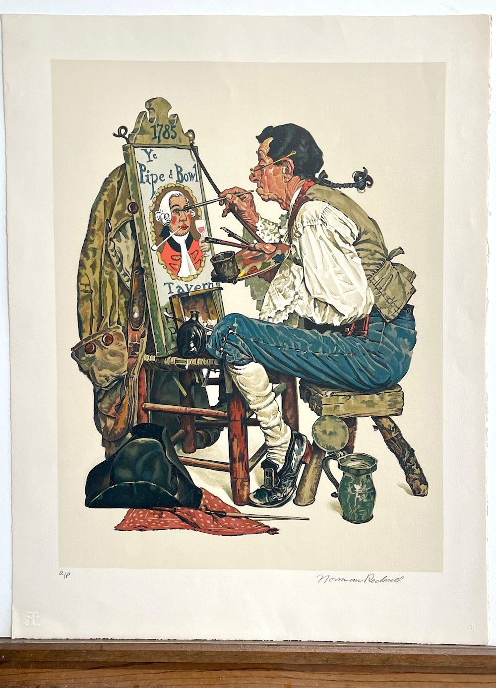 YE PIPE AND BOWL Litografía firmada Pintor de Signos Colonial, Ilustración Americana en venta 3