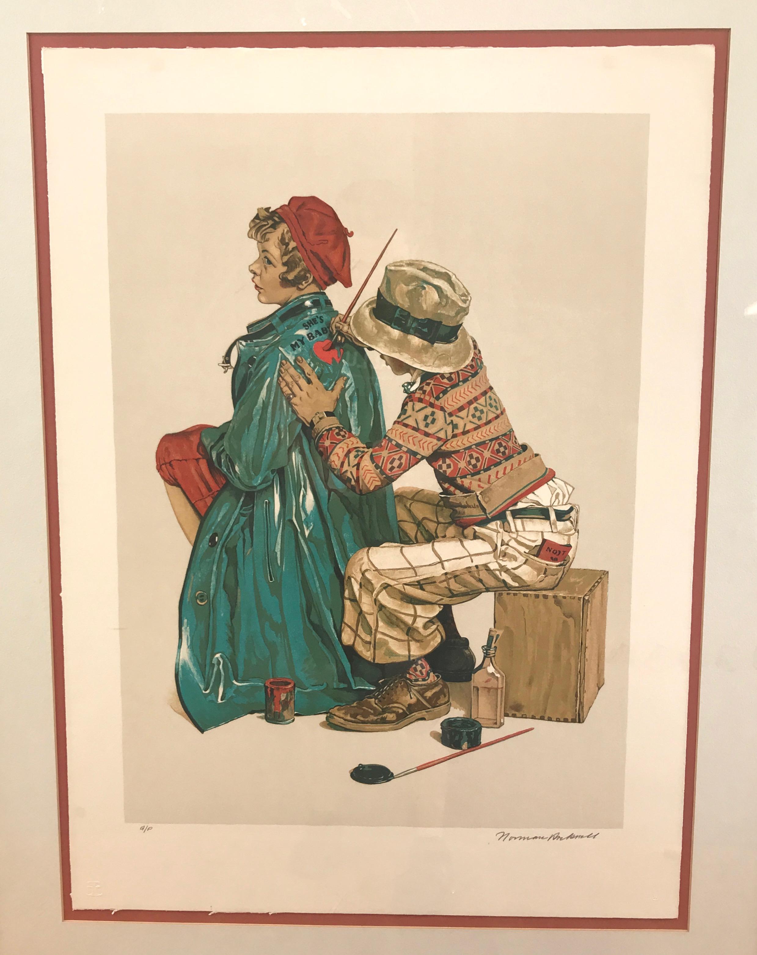 Norman Rockwell The Young Artist Gerahmte Lithographie, signierter Künstlerabzug (amerikanisch) im Angebot