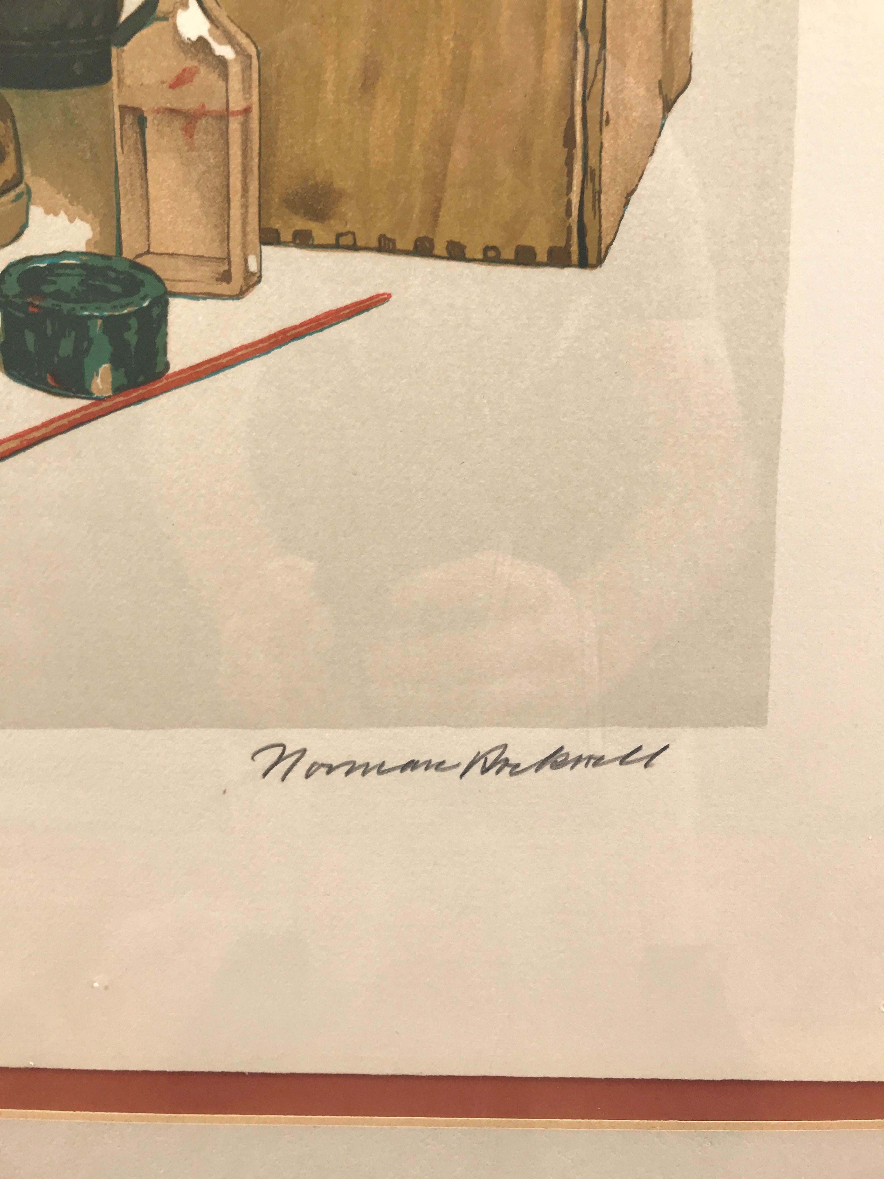 Norman Rockwell The Young Artist Lithographie encadrée, épreuve d'artiste signée en vente 2