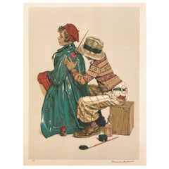 Norman Rockwell "Il giovane artista" Litografia incorniciata, prova d'artista firmata