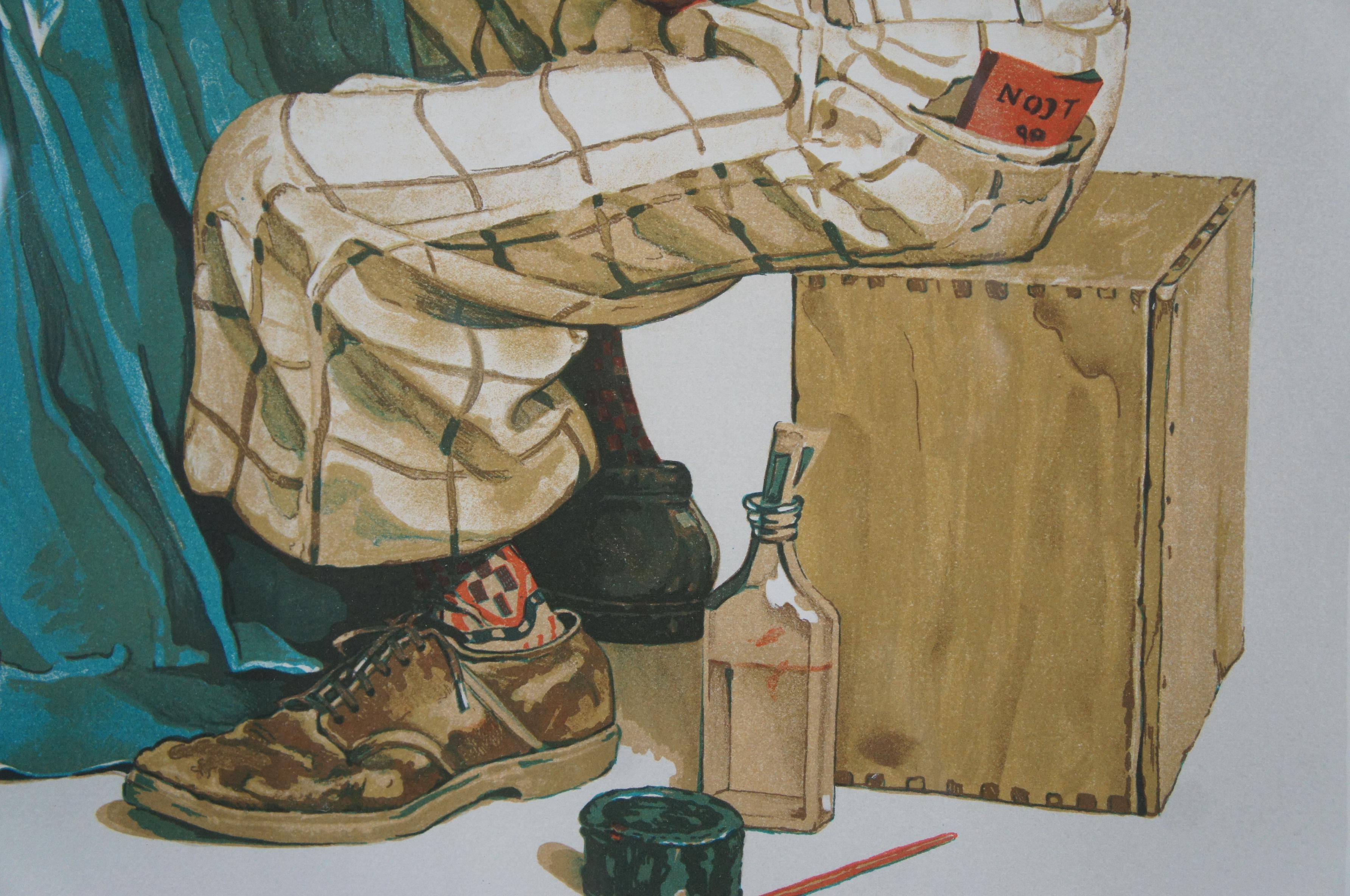 Lithographie originale encadrée « The Young Artist » de Norman Rockwell, signée à la main, 38 po. en vente 3