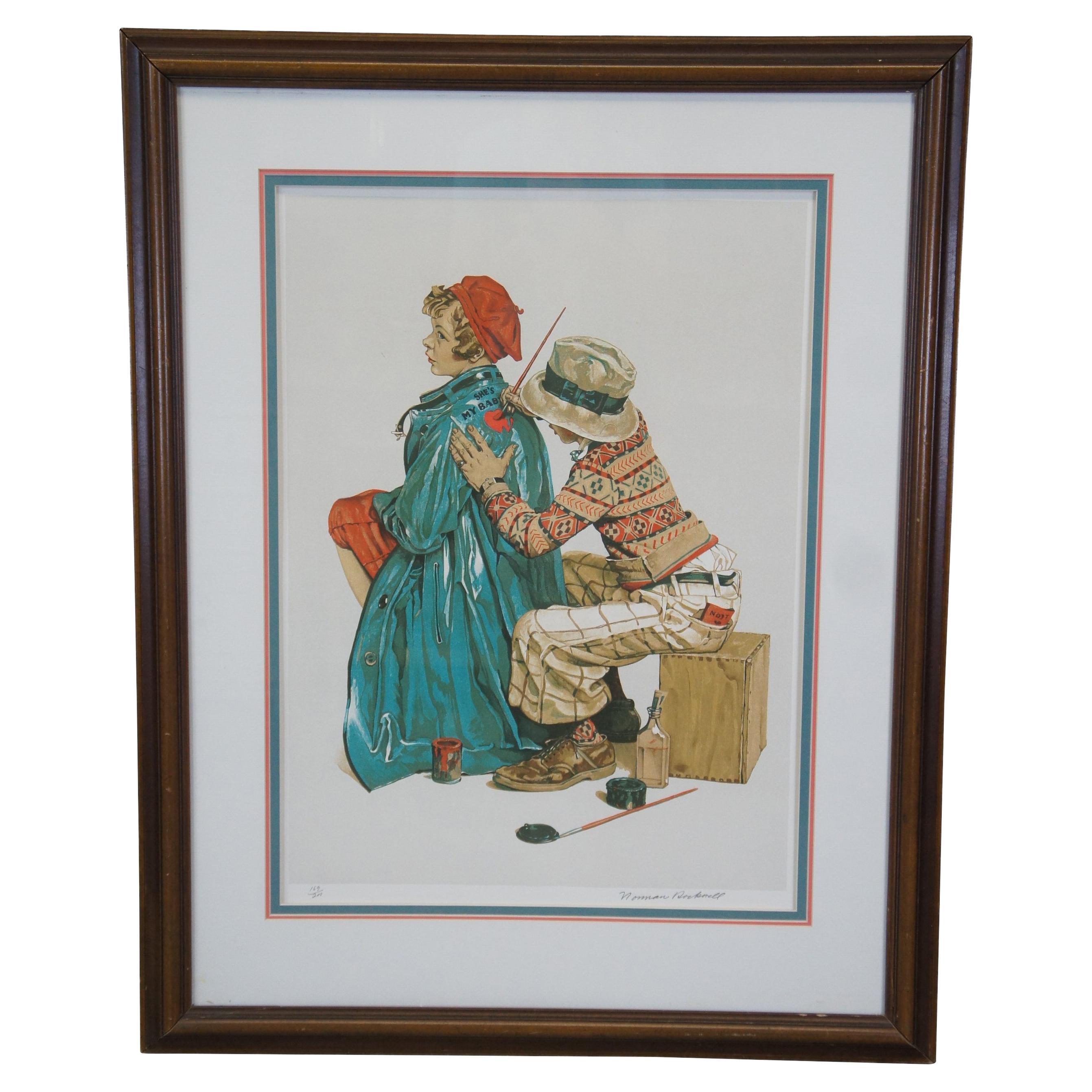 Norman Rockwell "the Young Artist" Hand Signed Original Framed Lithograph For Sale