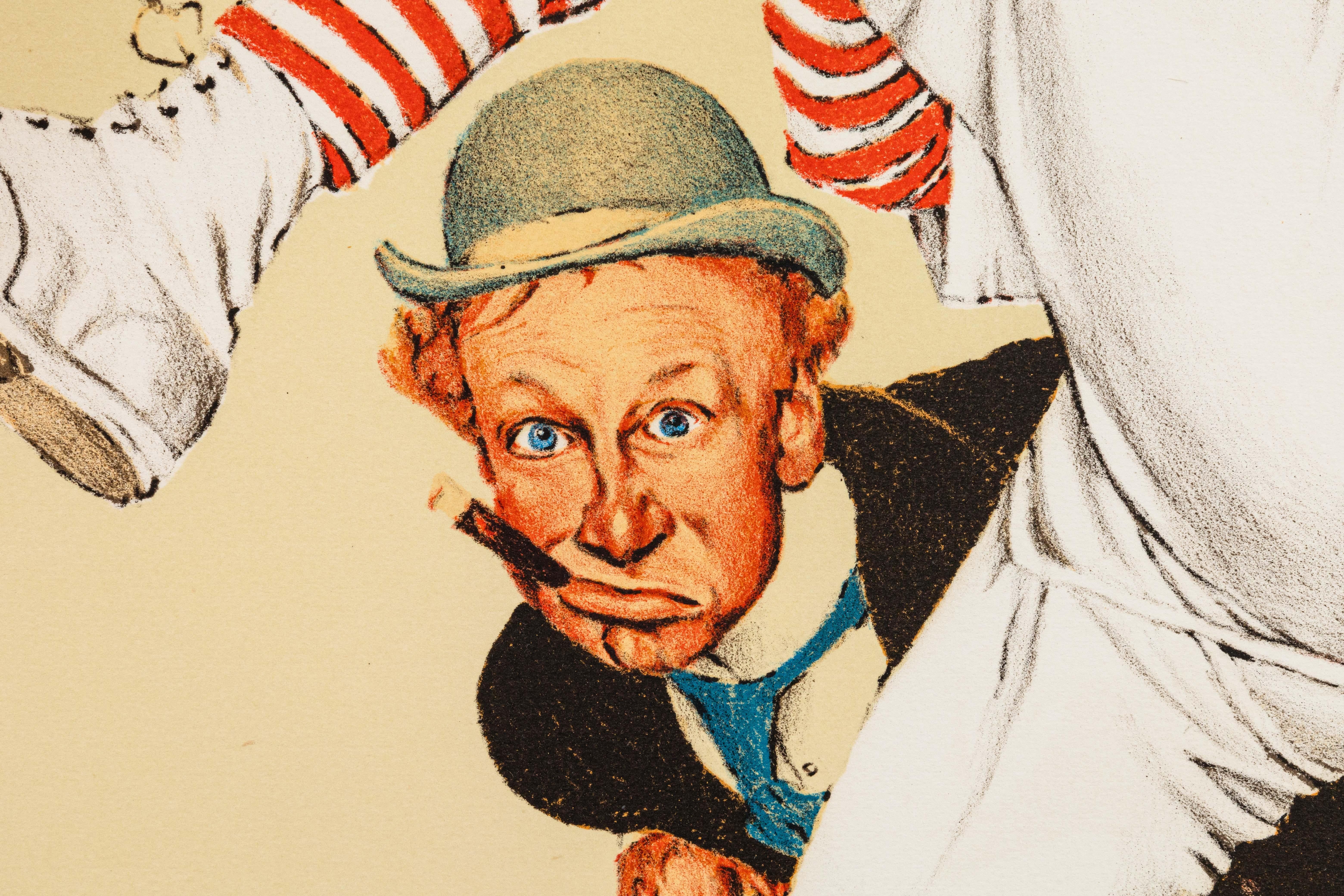 Norman Rockwell Wind Up Signierte Lithographie in Farben auf Papier A/P 1978 (amerikanisch) im Angebot