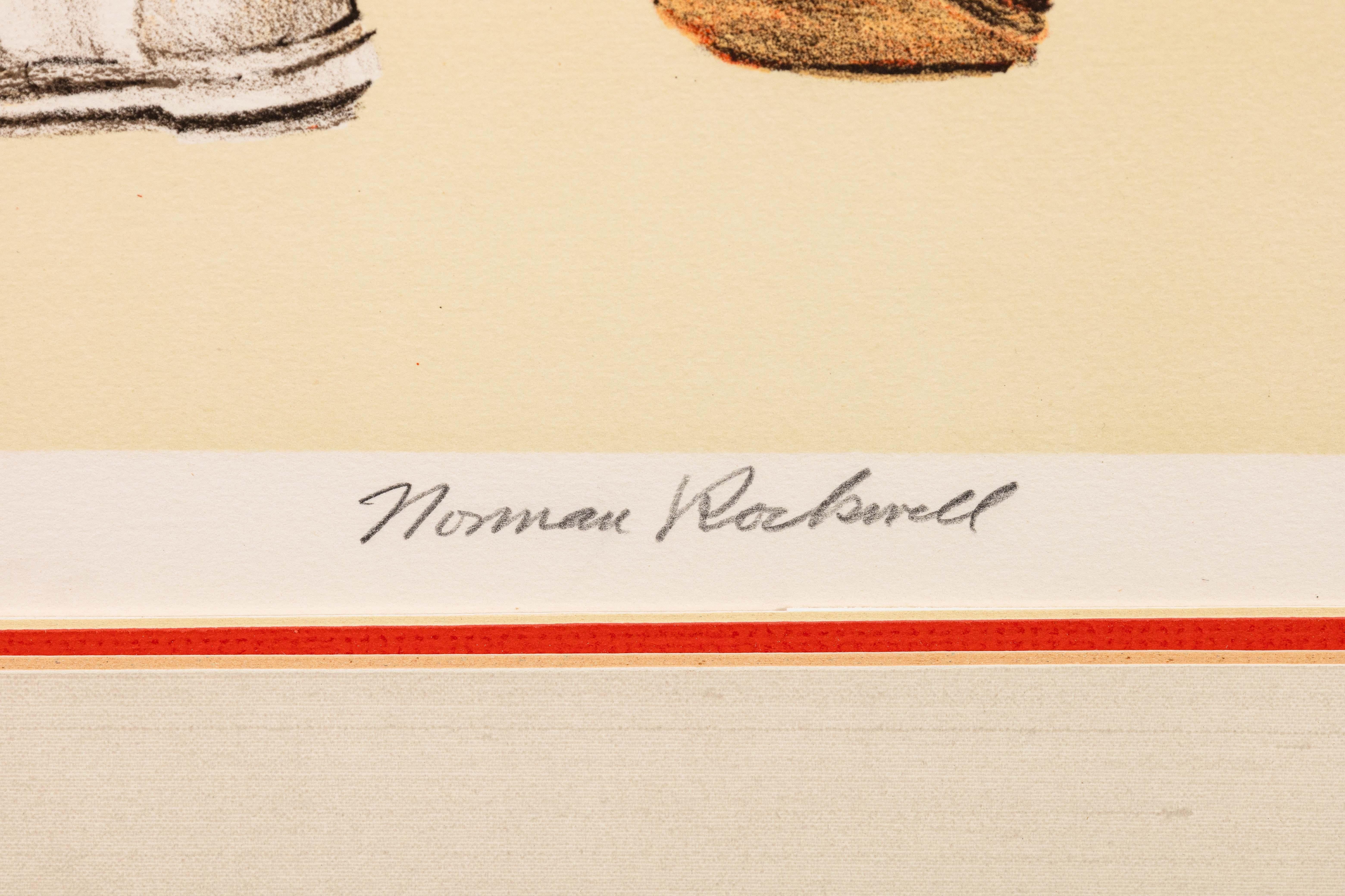Norman Rockwell Wind Up Signierte Lithographie in Farben auf Papier A/P 1978 im Angebot 2