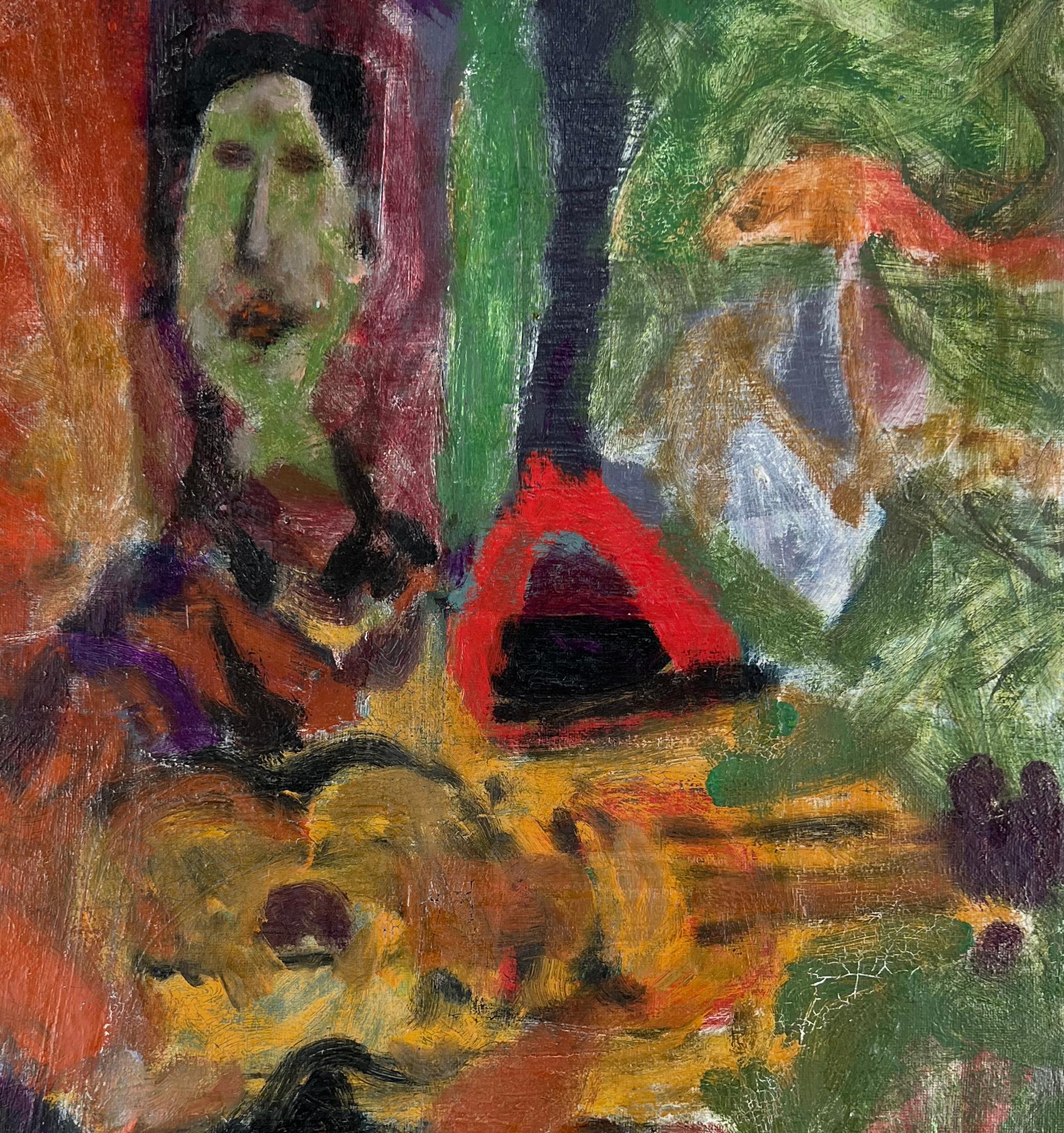 Abstrakt-expressionistischer Gitarreist, figurativ, Mid-Century – Painting von Norman Rubington