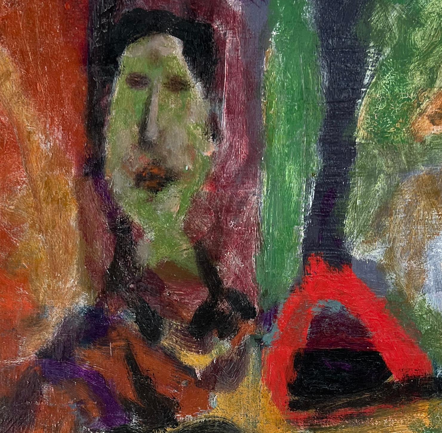 Abstrakt-expressionistischer Gitarreist, figurativ, Mid-Century (Abstrakter Expressionismus), Painting, von Norman Rubington
