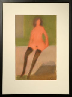 "Seated Nude, " Norman Rubington, oil on paper, Mid-Century, Hirschhorn Museum