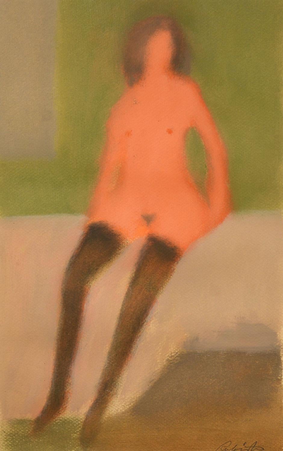 "Nudo seduto", Norman Rubington, olio su carta, metà del secolo scorso, Museo Hirschhorn