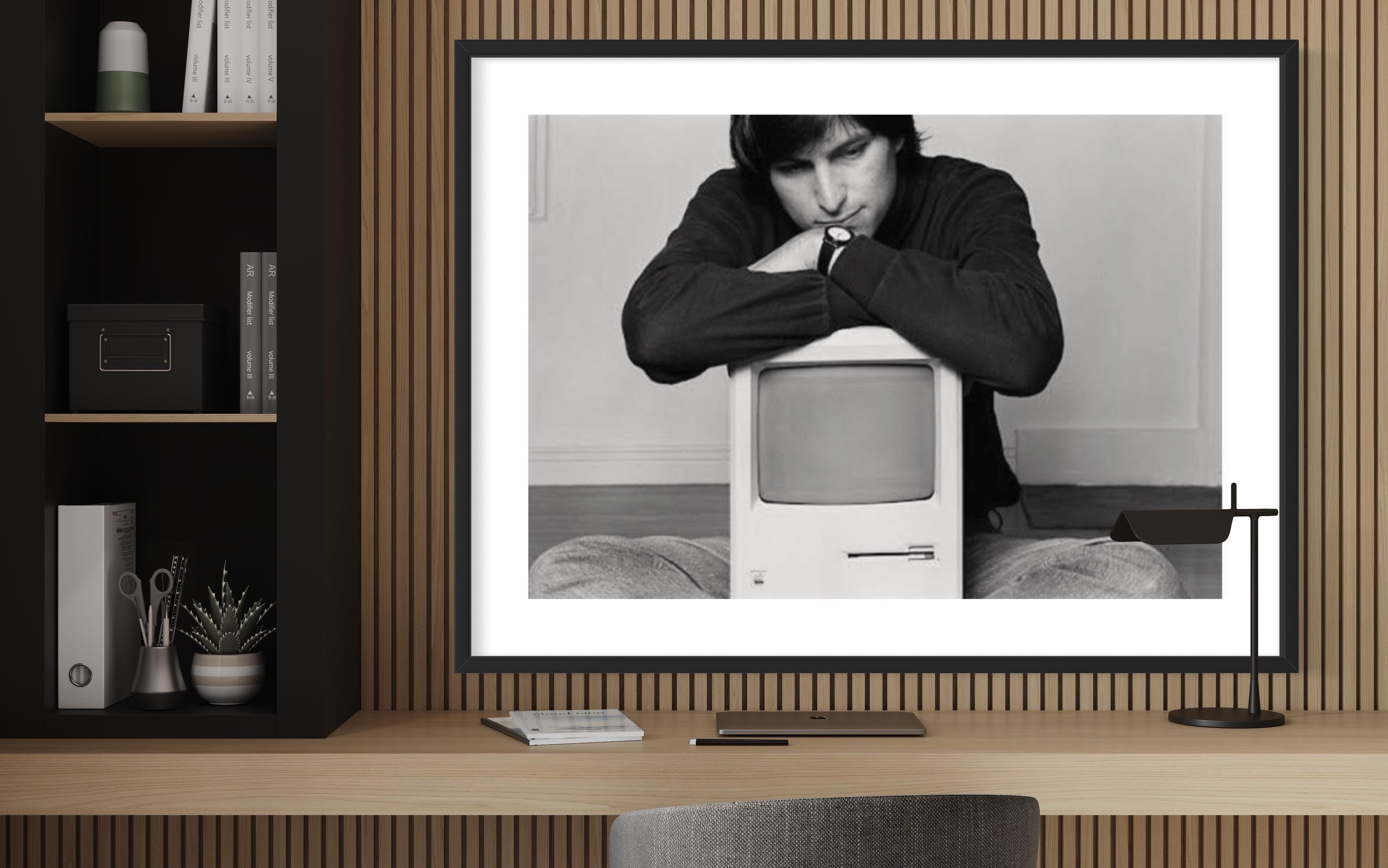Steve Jobs, Reflecting Mac 1984 - Contemporary Photograph by Norman Seeff