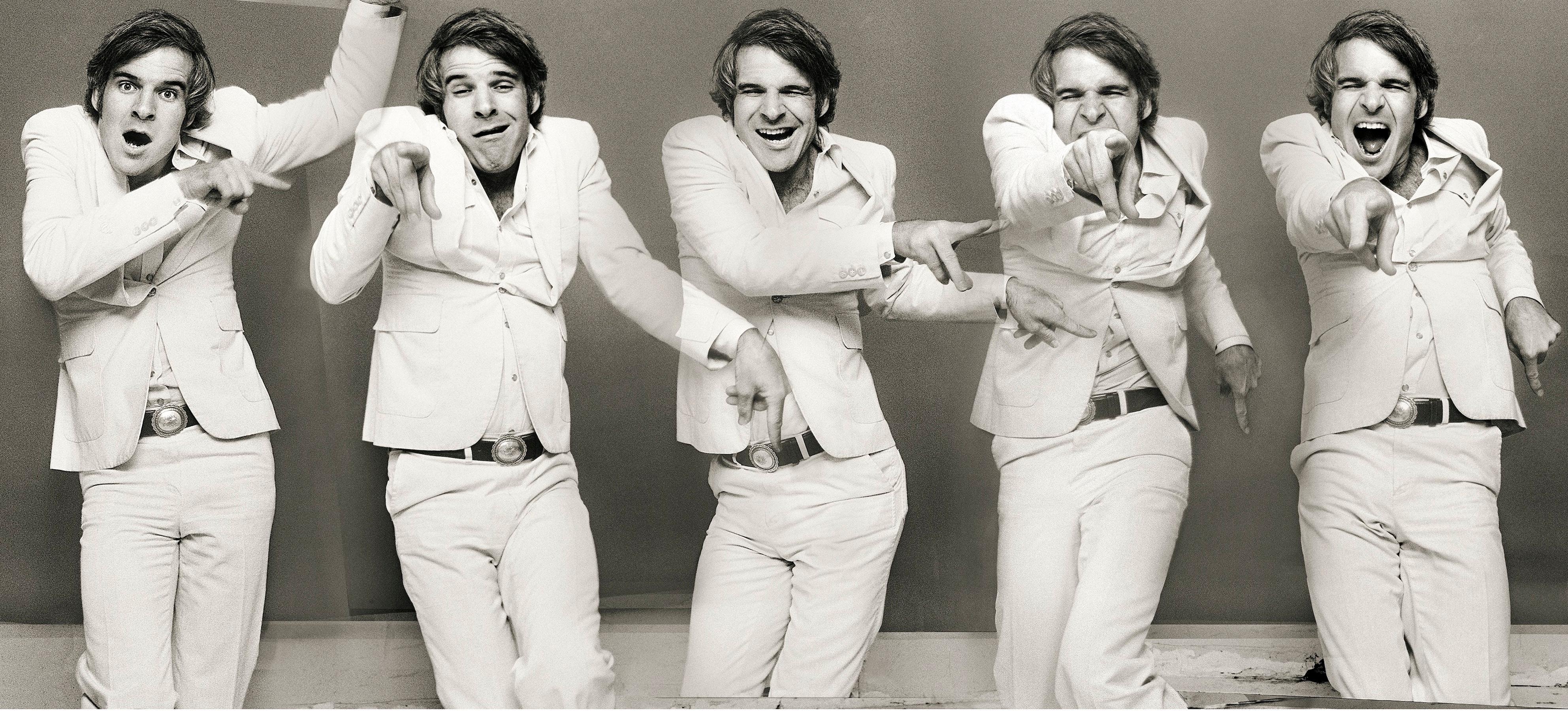 Norman Seeff Portrait Photograph - Steve Martin, “Let’s Get Small Sequence” 1974, signed limited edition 24x48"