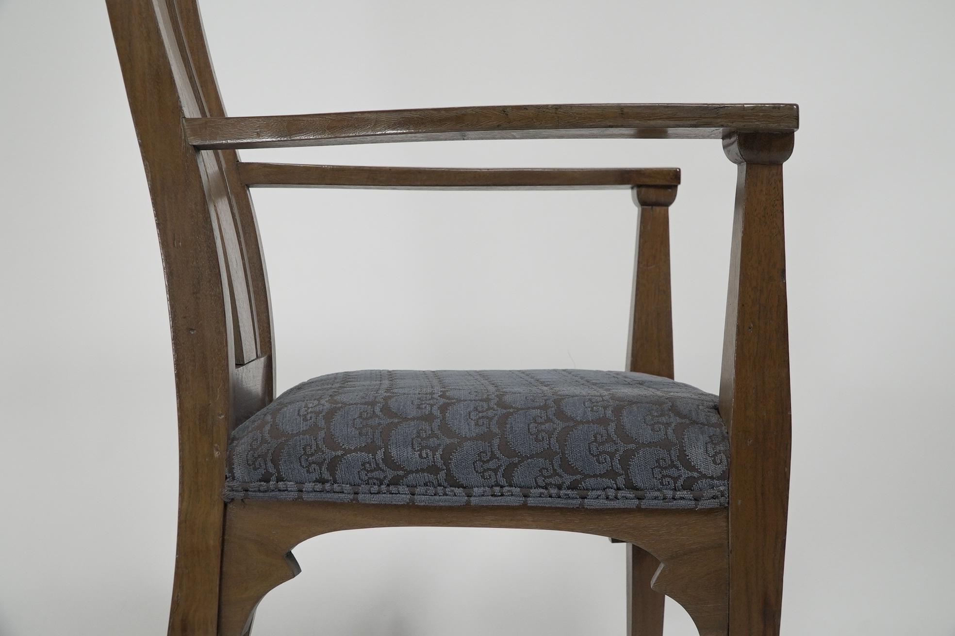 Walnut Norman & Stacey (attributed). An Arts and Crafts walnut high back armchair For Sale