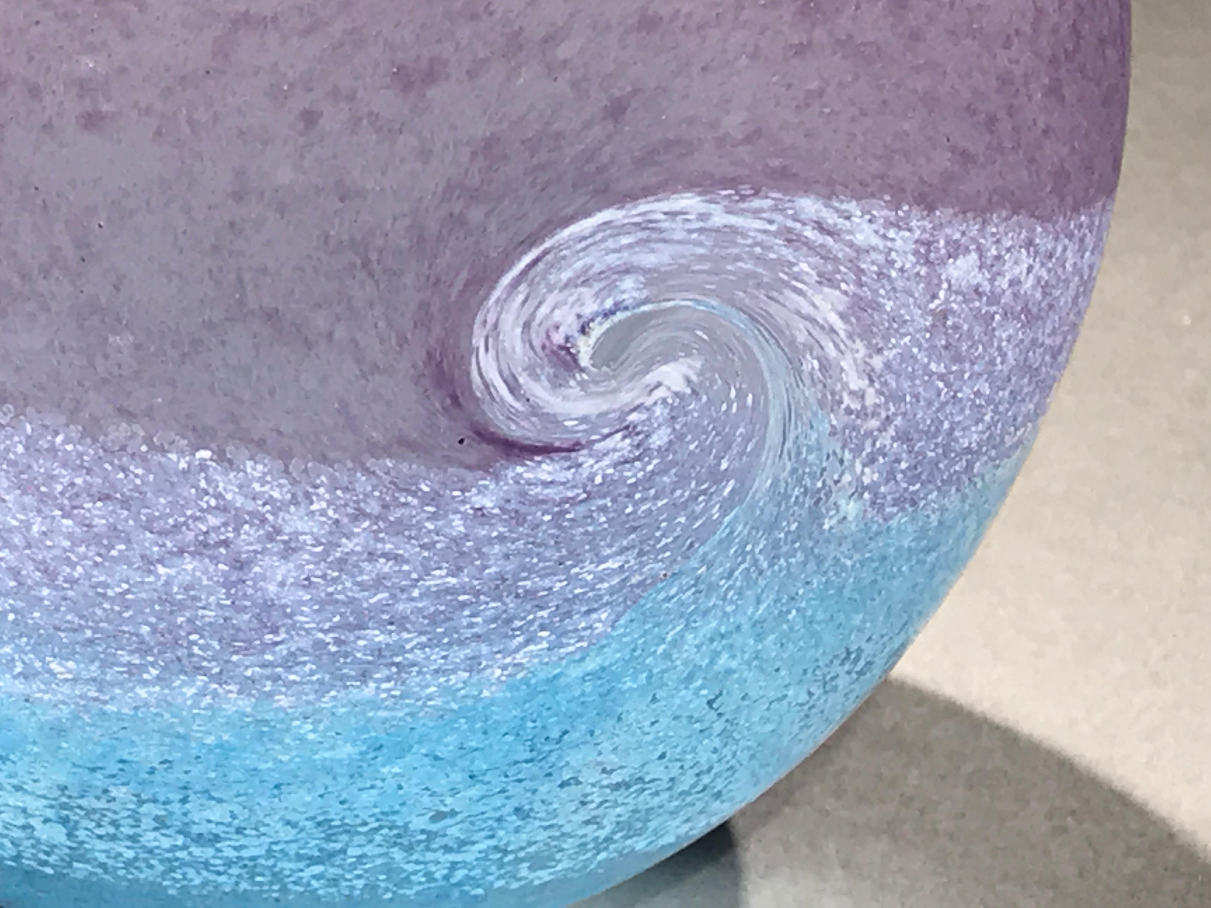 Art Glass Norman Stuart Clarke Vase Wave Seascape Blue Purple White, 1997 For Sale