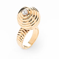 Norman Teufel 18k Yellow Gold and Diamond Spinner Ring