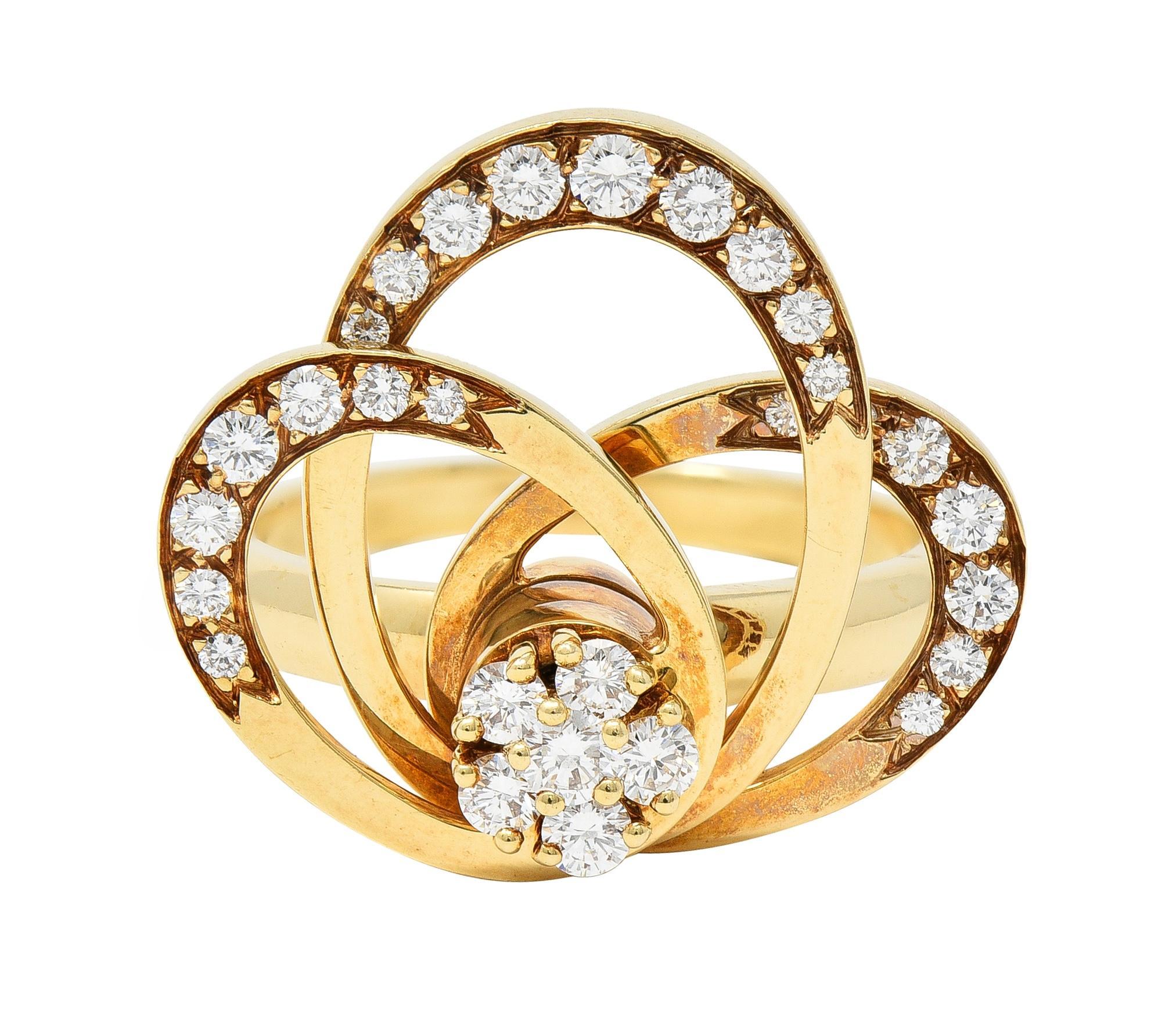 Norman Teufel 1975 0.60 CTW Diamond 14 Karat Gold Vintage Kinetic Spinning Ring 9