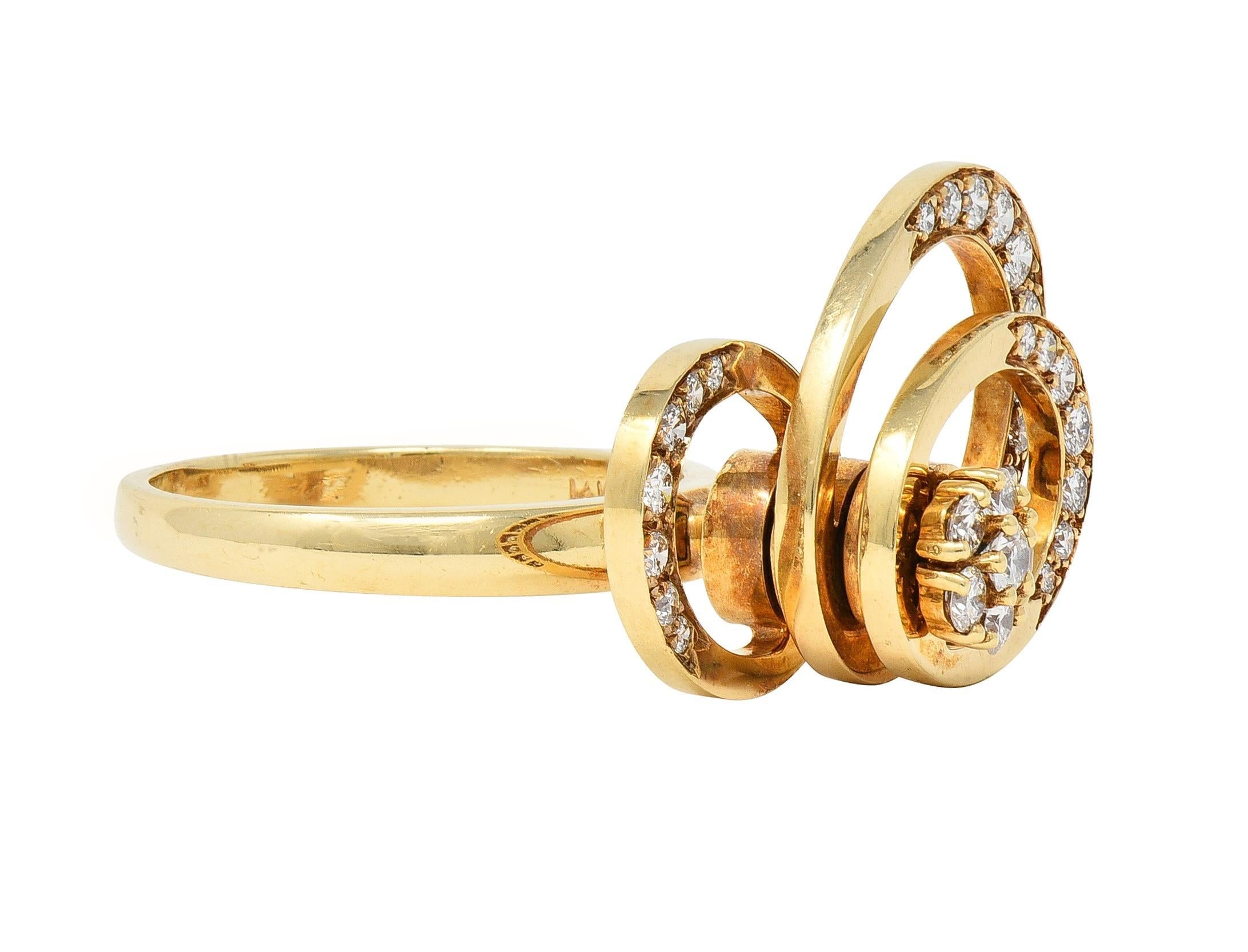 Norman Teufel 1975 0.60 CTW Diamond 14 Karat Gold Vintage Kinetic Spinning Ring 2
